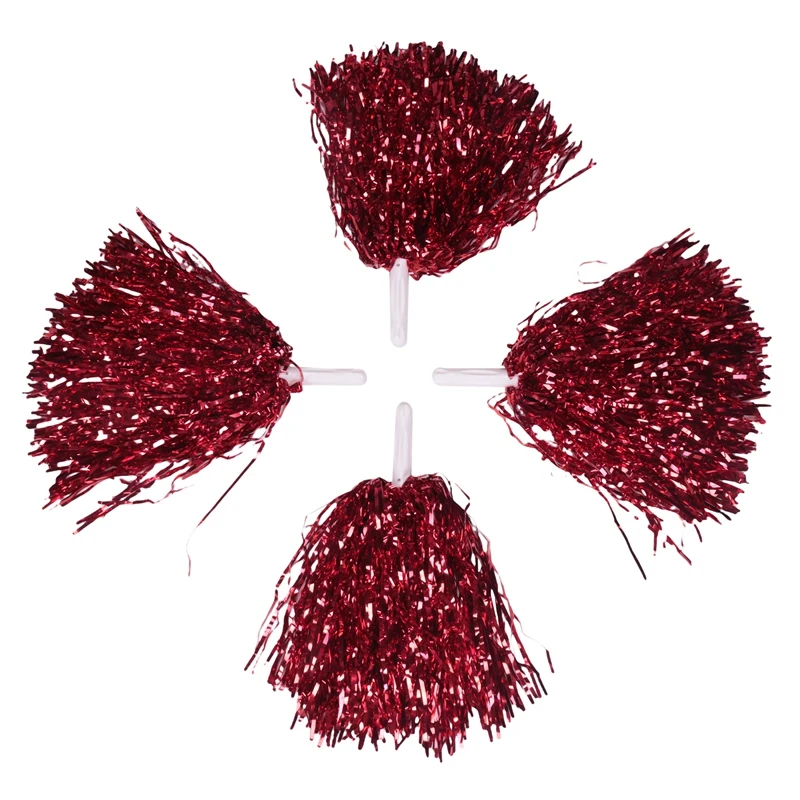 AA79 New 24Pcs Cheerleading Pom Poms Metallic Foil Cheer Pom Poms With Plastic Handle For Adults Kids Cheerleaders Party