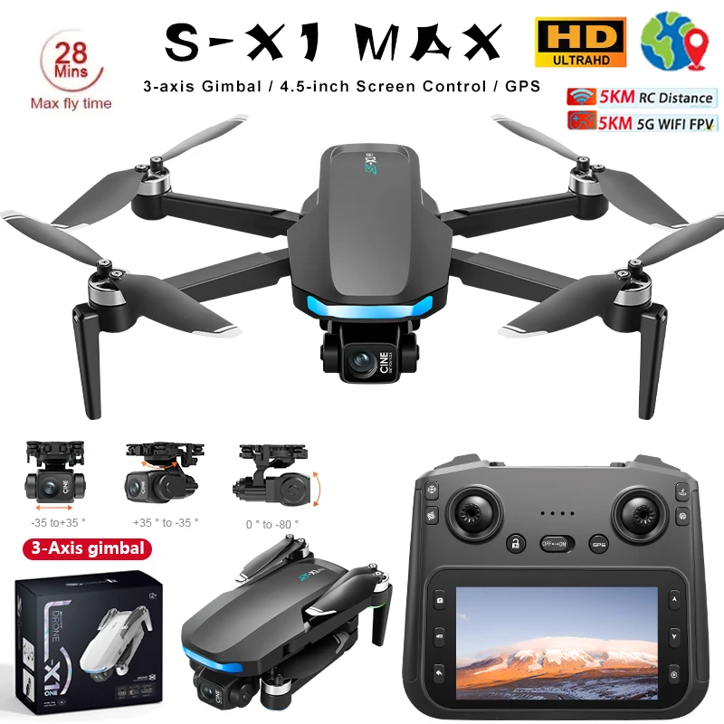 Drone Selfie Tascabile X-S1 MAX GPS 4K HD Pieghevole con Telecomando