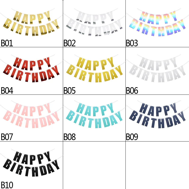Happy Birthday Banner Flag 10 Color Wall Hanging Kids Birthday Party Paper Garland Baby Shower Decoration party decorations birthday banner