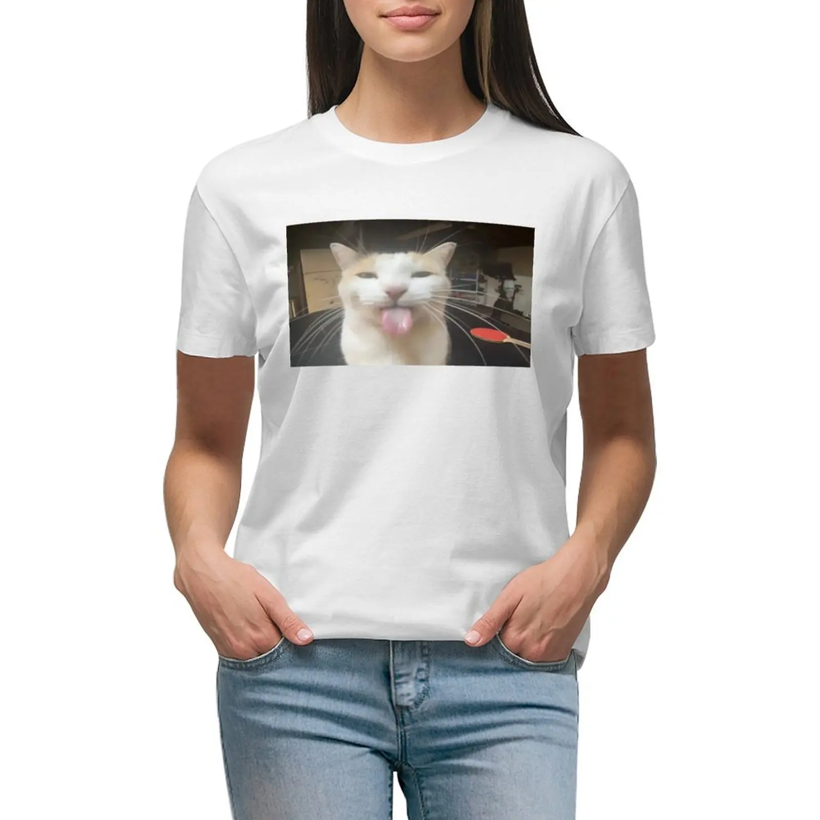 

silly cat BLEH T-shirt korean fashion shirts graphic tees female workout t shirts for Women