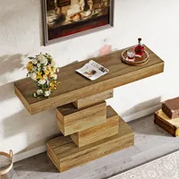 Tribesigns Table console de ferme de 42,5 pouces, table de canapé étroite en bois derrière le canapé avec base géométrique, accent d'entrée industrielle Ta 4