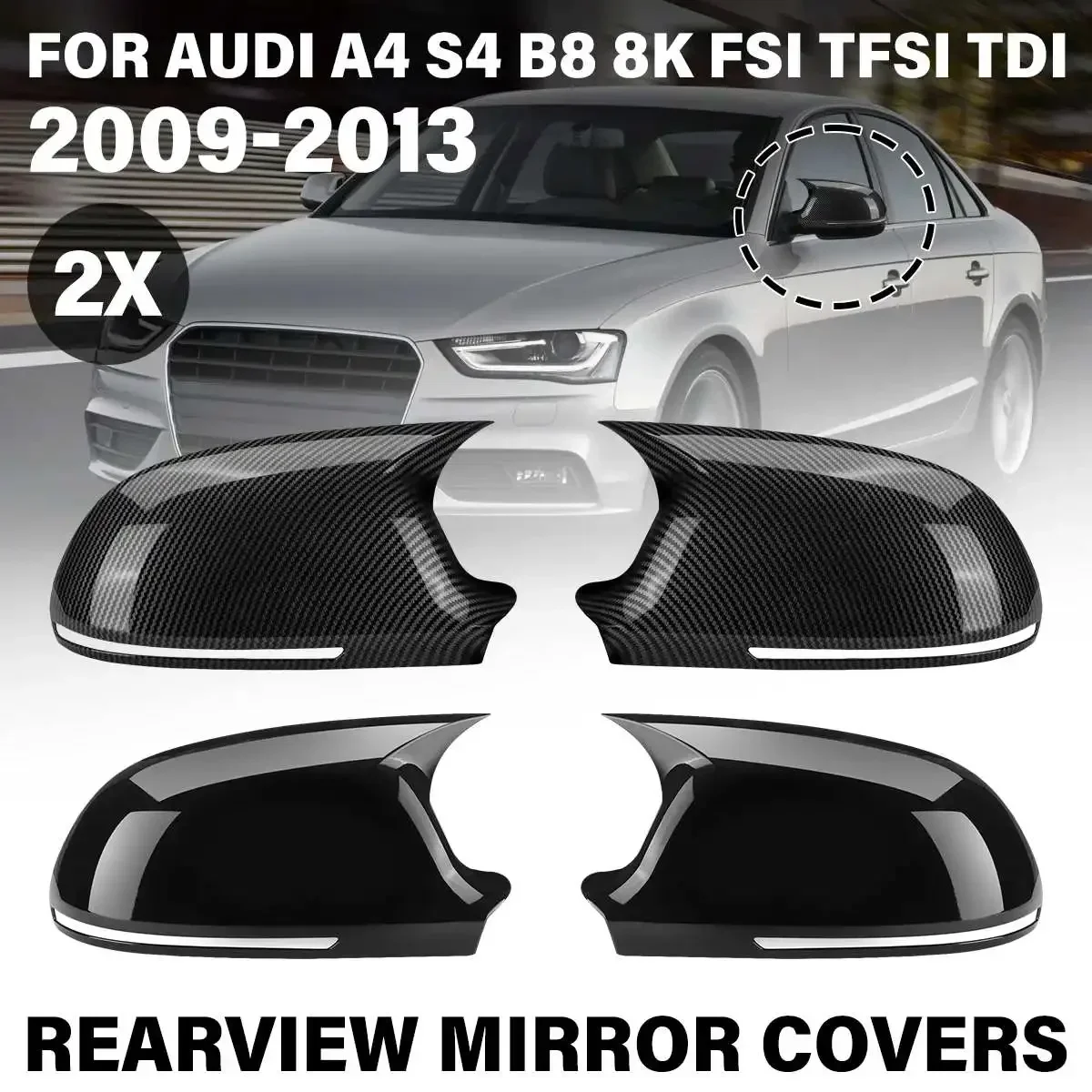 

Крышка для бокового зеркала заднего вида для Audi A4 S4 B8 8K FSI TFSI TDI 2009-2013