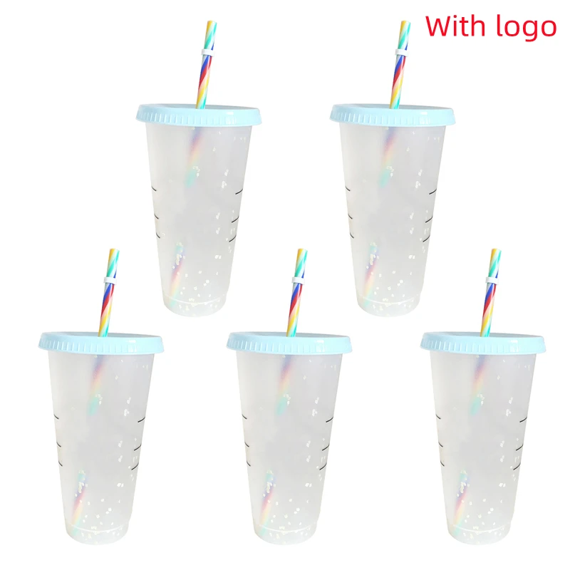 700ml Color Change Coffee Cup mug With Lid Logo Straw Reusable Cups Plastic Tumbler Matte Finish tazas |