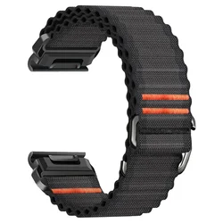 QuickFit Nylon Loop Strap - Durable 22mm/26mm Band for Multi - Sport Smartwatches (Black Gray)