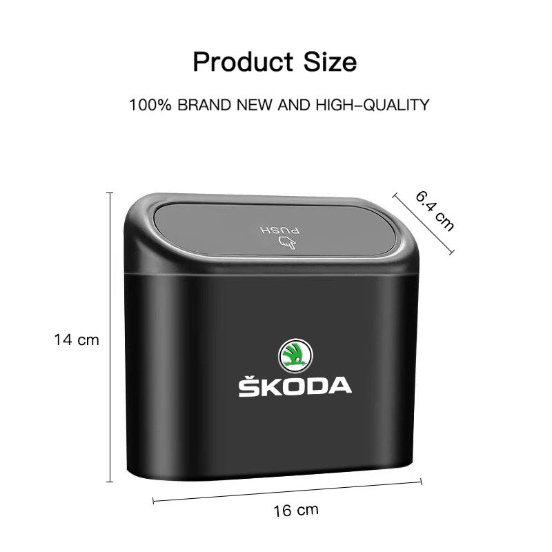 Car Trash Can Garbage Bin Storage Box Interior Accessories For Skoda Octavia Superb Rapid Kodiaq Yeti Karoq Fabia Kamiq Enyaq iV
