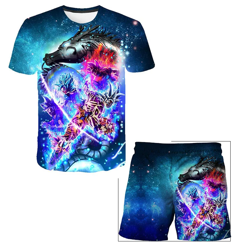 essentials clothing sets New Kids Clothes Dragon-Ball Sets Girls Summer Clothing Teens Casual Children's T shirt+Pants Suits 3 4 5 7 9-14 Years Kids Suit kids T-shirt