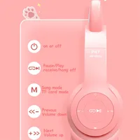 Cute Cat Ear Headphone Flash Light with Mic Control LED Stereo Music Helmet Phone Wireless Bluetooth Headset Holidays Gift 2