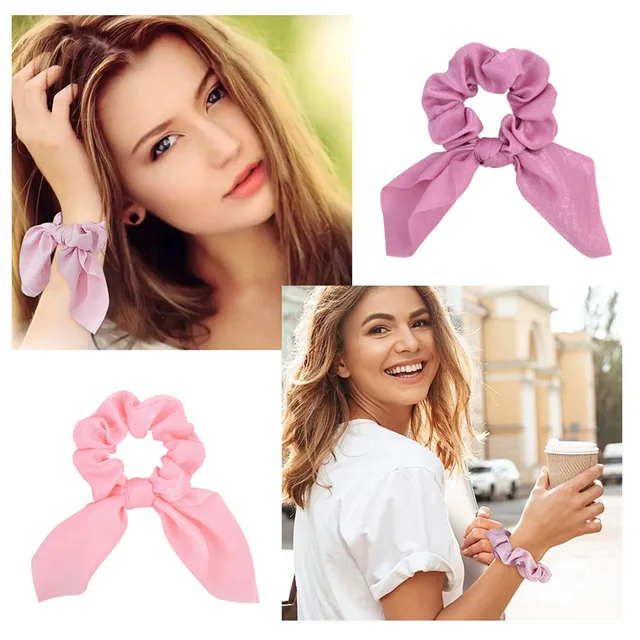 New Chiffon Bowknot Silk Hair Scrunchies 6