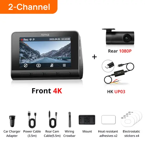 70mai Dash Cam 4K A810S HDR IMX678 Supercapacitor 4G LTE Remote Control Wi-Fi 6 Voice Control GPS ADAS Car Camera 70mai A810S - Image 7