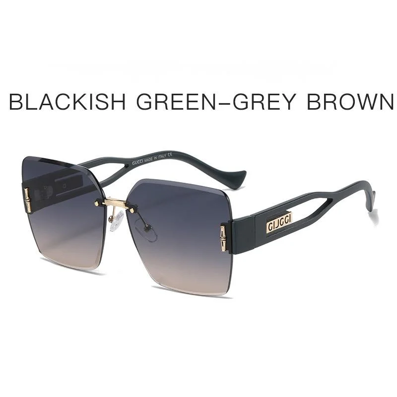 New High-end Women's Korean Version Personalized Frameless Cut Edge Sunglasses Fashion Square Large Frame Plain Glasses_voghion.com