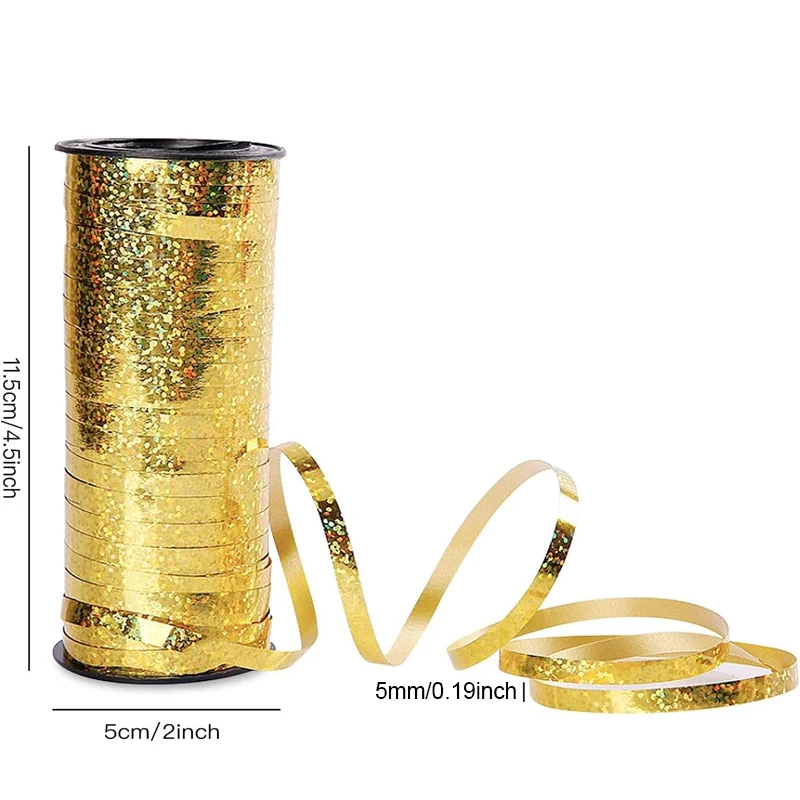 Ribbon Decoration Ribbon Supplies Christmas Ribbon Wrapping Ribbon 100yards 4mm Metallic Ribbon DIY Gift Packing Balloon Accessories Wedding Christmas Decoration Birthday Party Wrapping Crafts