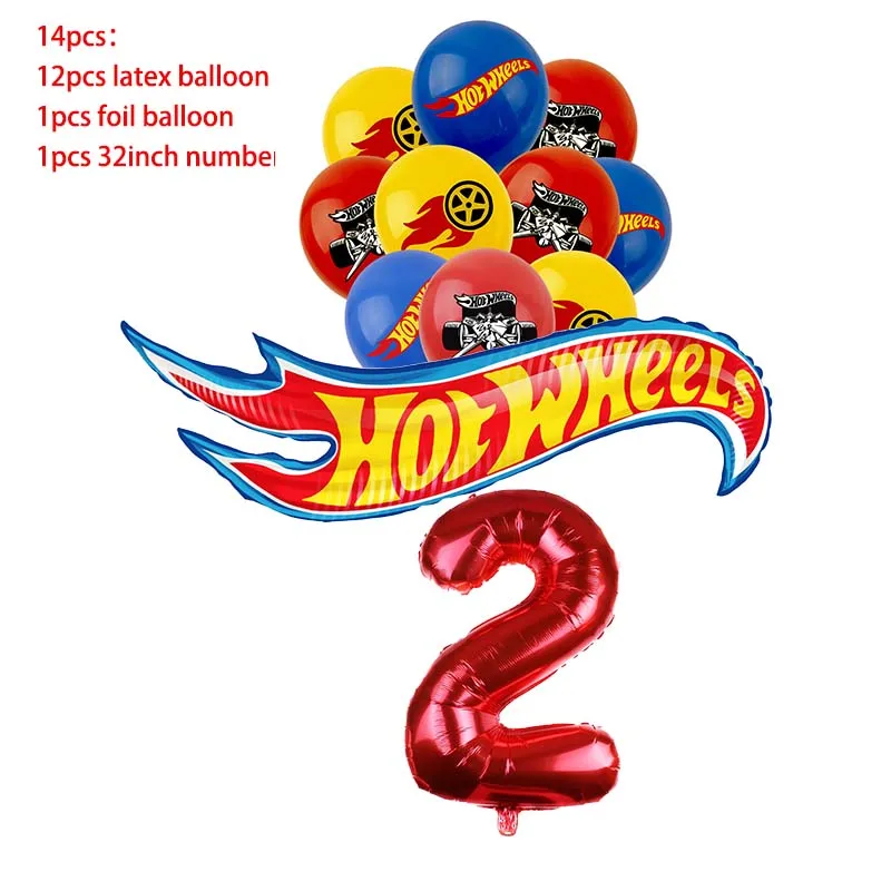 Decoración para fiesta de cumpleaños de Hot Wheels, pancarta con globos, adorno para tarta, vajilla, artículos para fiesta de coches de carreras, baby shower