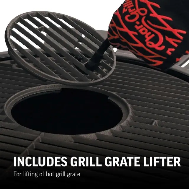 Portable Kamado Charcoal Grill & Smoker - AKORN Jr., Cast Iron Grates, Locking Lid, 155 Sq. In. Cooking Area, Model E86714 5