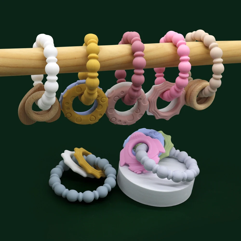 New all-in-one Baby bracelet teether 100% Food Grade Silicone Pacifier Chain Holder Shower Gift Rattle Teether Toys |