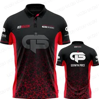 Polo Gerwyn Price The Iceman Darts 2026 Signature Jersey Bleu Noir Style Homme Vêtement de sport Haut à séchage rapide 3