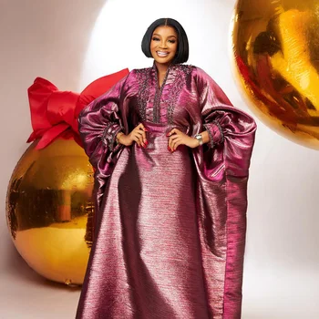 abiti alla moda in tacchino per donna di lusso eleganti abiti con strass con scollo a V 2025 per abiti africani boubou da chiesa 1