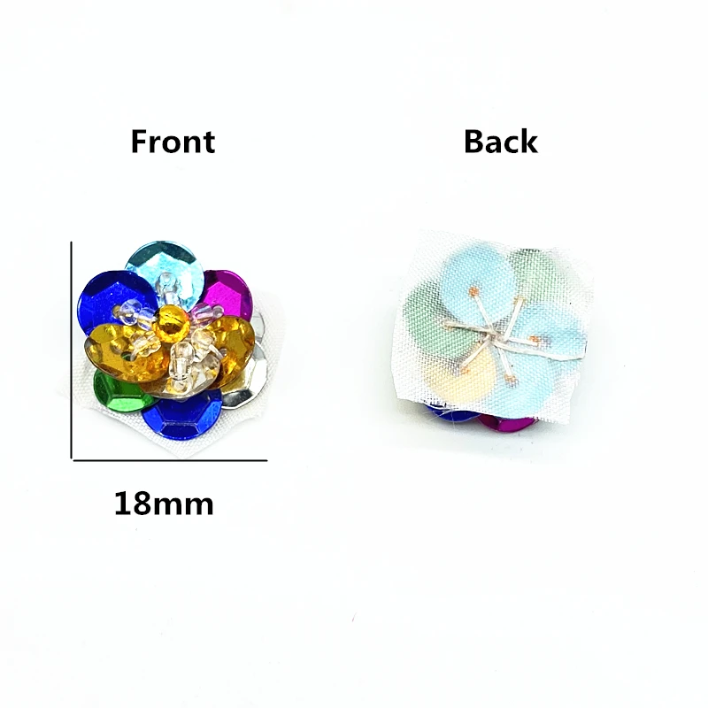 Description Picture 2 of item10pcs 18mm Sequin Flowers Handmade Sewing Flat Back Patches DIY Wedding Crafts Shoes Bags Garment Accessory Matte #RoLi