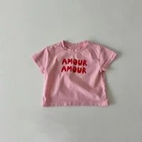 Enfants été mode lettres imprimer t-shirts bébé garçons solide T-Shirt enfants blanc haut en coton vêtements filles t-shirt style décontracté 2-7 ans 2