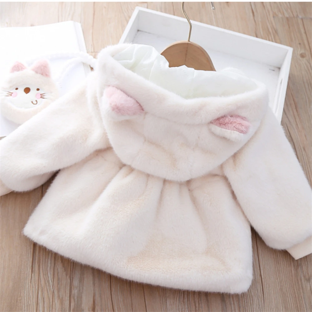 Baby Girl Winter Children'S Clothing Wool Sweater Jacket Girls' Solid Color Warm And Cute Daily Jacket+Cartoon Bag 2 Ps