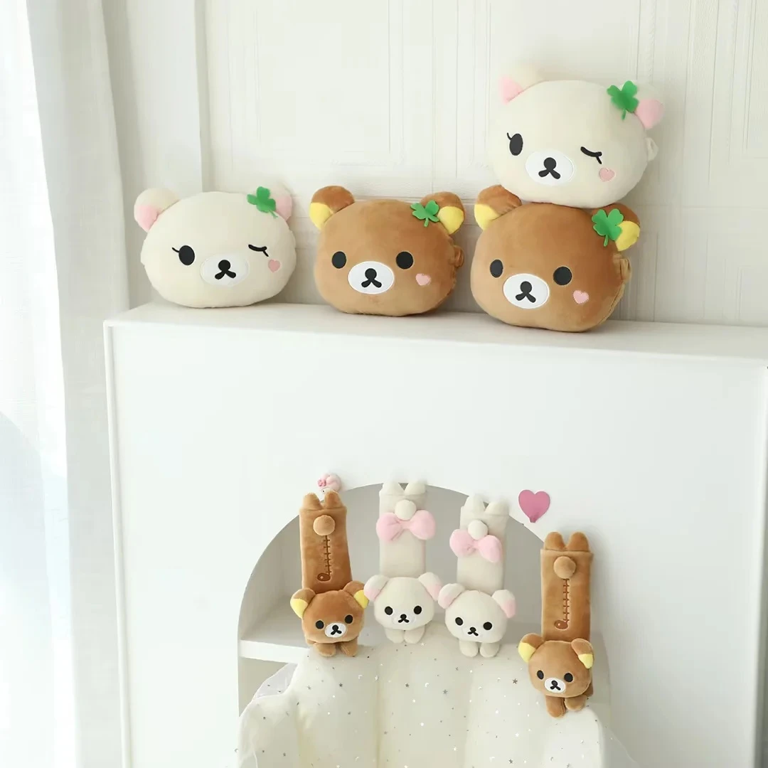 Kawaii Rilakkuma Auto-Nackenkissen Sicherheitsgurt-Polster Weicher Braun-Weißer Bär Auto-Innenausstattung Niedliche Auto-Dekoration für Mädchen Frauen – Detail 4