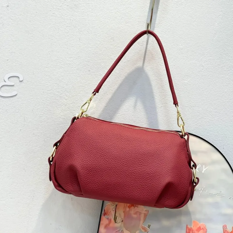 Ladies' Cow Leather Shoulder Bag Large Capacity Fashionable Minimalist Tote Bag Women's Handbag with Multiple Colors To Match