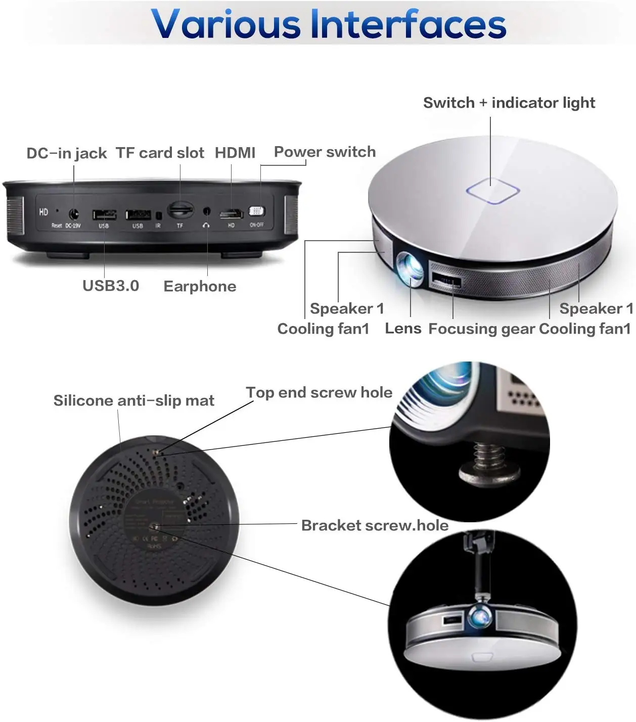 Brightness High Quality Home Projector Smart Mini Digital Audio Video Projectors DLP Polarized 3d Projector
