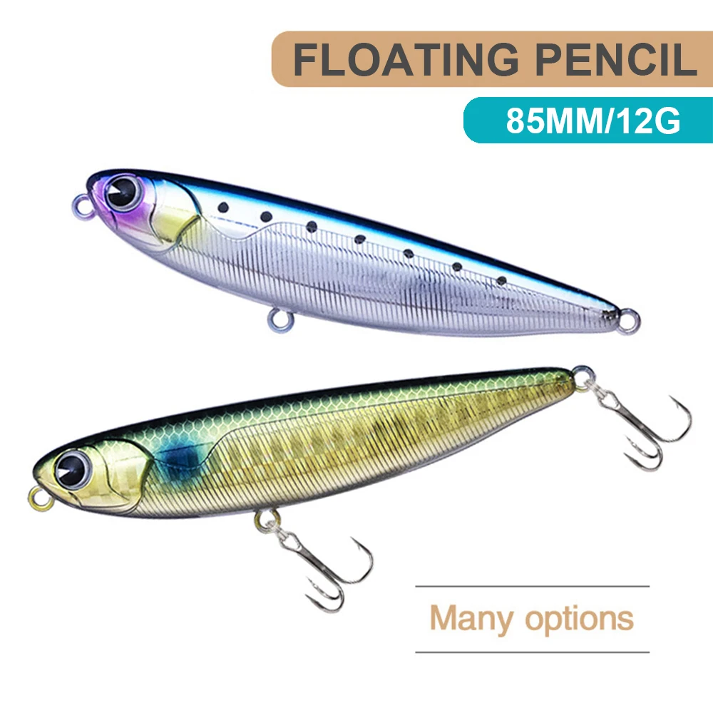 

8.5cm 12g Fishing Lure Pencil Bait Wobbler Floating Topwater Artificial Hard Bait Jerkbait Ocean Fishing For Trout Bass Pike