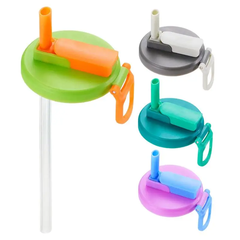 4 Pack/set Can Covers With Straws Silicone Soda Can Toppers Leakproof Can Lids For Kids Reusable Staw Can Covers For Beverage