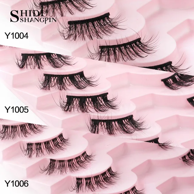 SHIDISHANGPIN Half Lashes Cat Eye Lashes 3D Natural Winged End Eye Elongated Eyelashes Fox Eye lashes Faux Mink Eyelashes Makeup