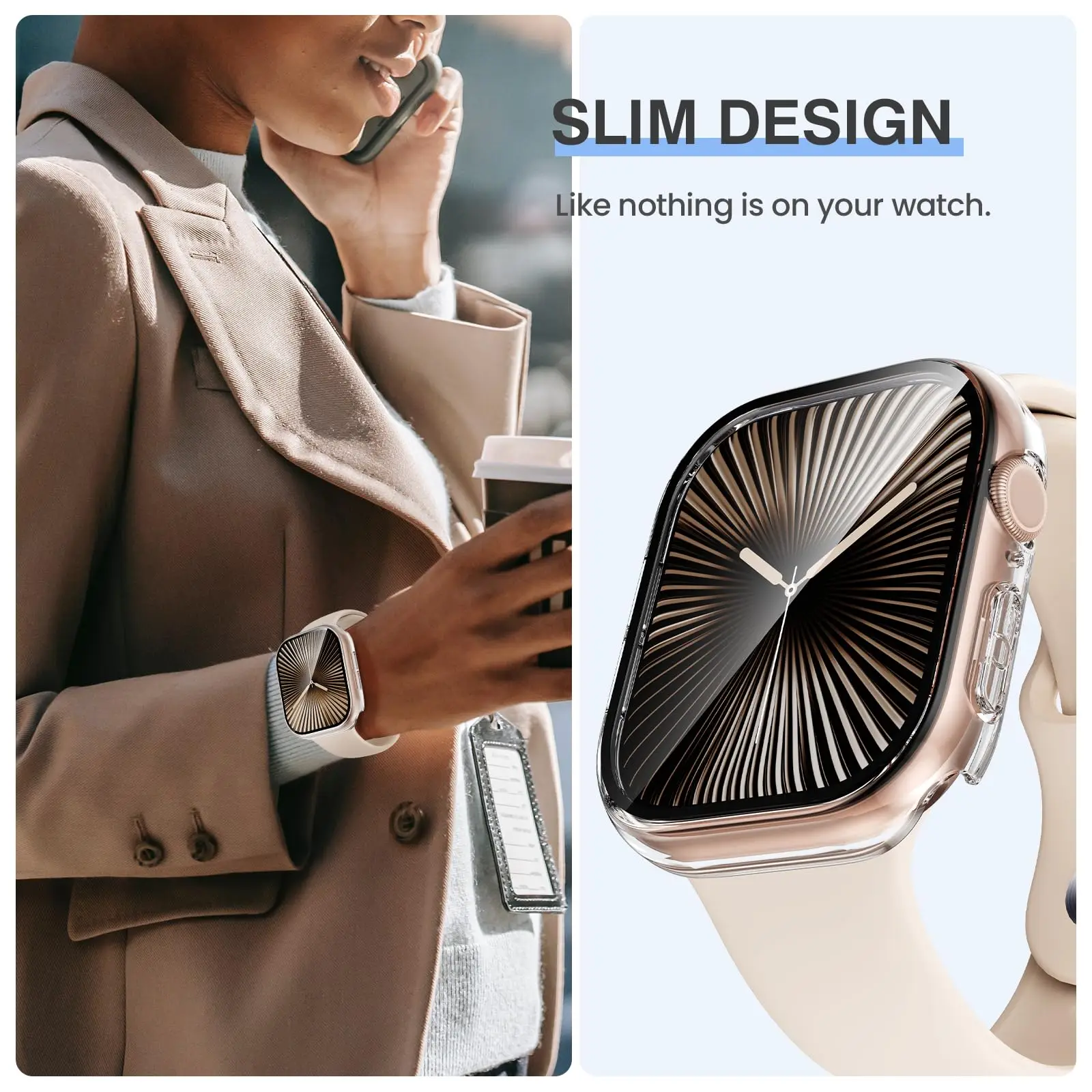 Premium Tempered Glass & Protective Case for Apple Watch - Screen Protector Cover במníomh