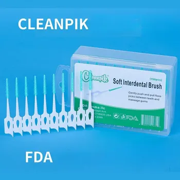 Cleanpik 부드러운 접착식 치아 갭 브러시, 잇몸 마사지 브러시, 청소 브러시, 탄성 마사지 치아 갭 150 개 상품 이미지