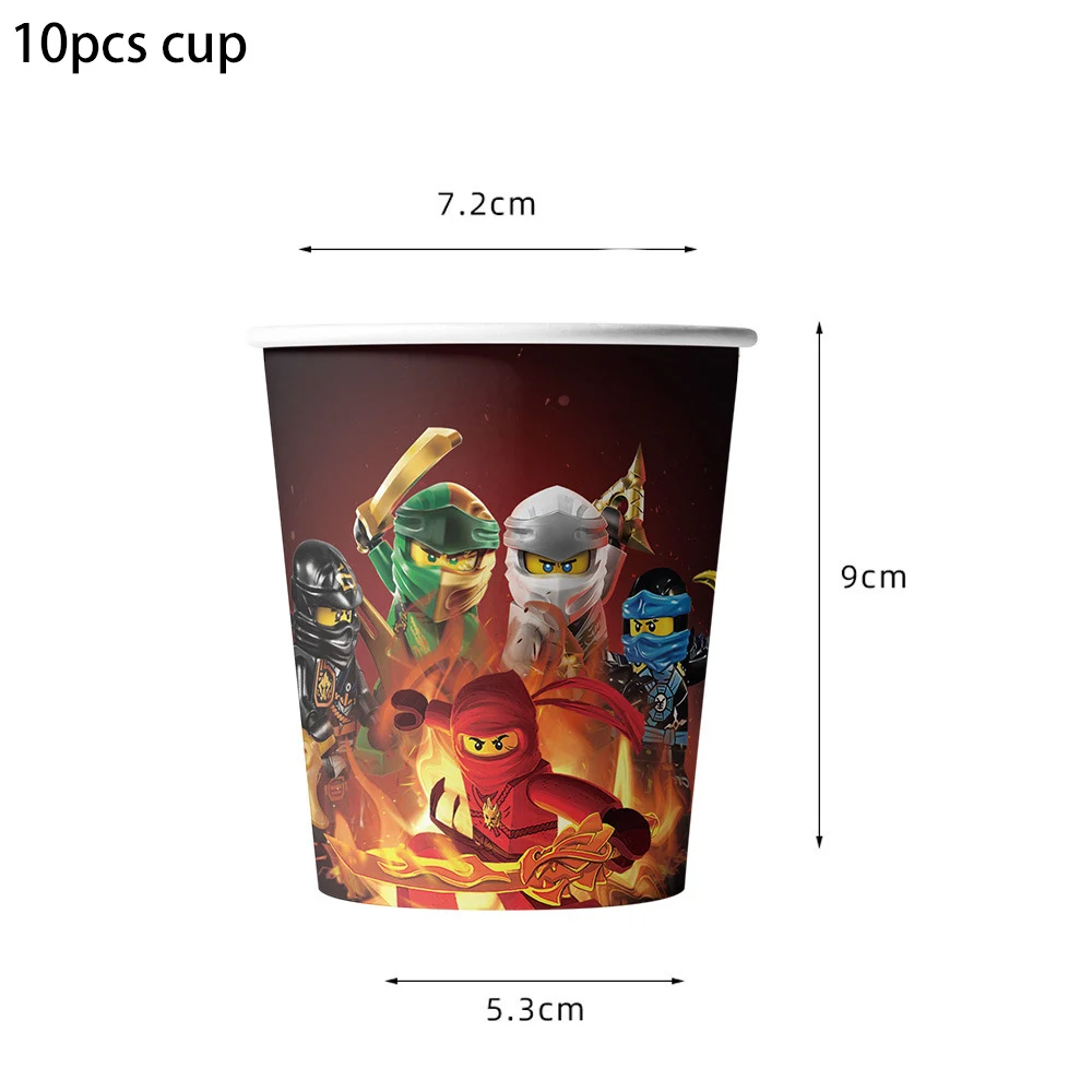 Cartoon Ninja Theme Birthday Party Decorations Disposable Tableware Cups Plates Napkin Background for Kids Boys Party Supplies