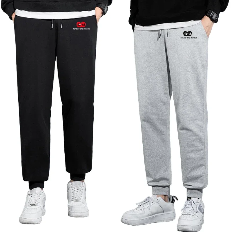 

Pant Men Women Cotton Half Heart Letter Embroidery Printing Elastic Drawstring Spring Autumn Casual Couple Trousers