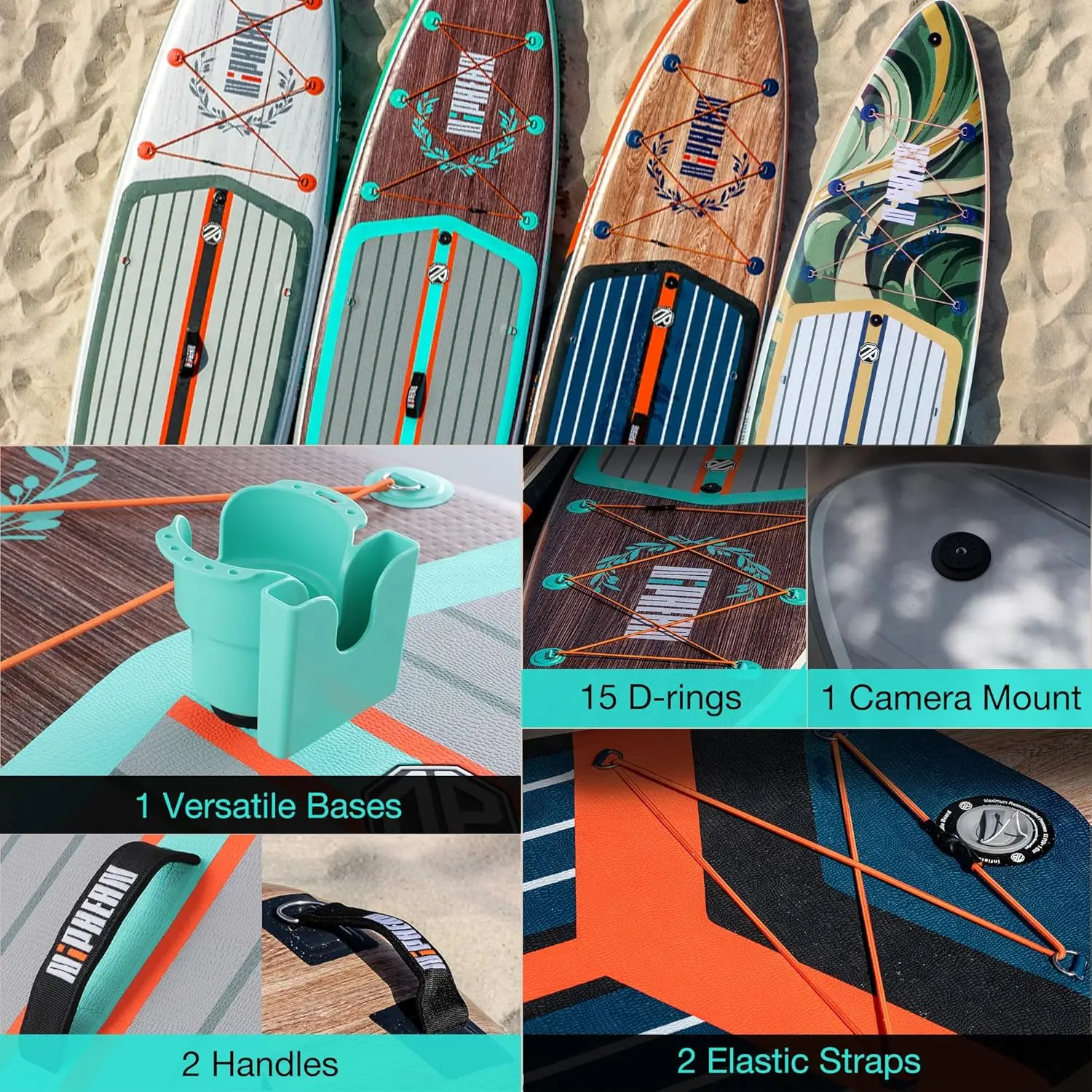 Board with Balanced Wing Design and Durable SUP Accessories, 11&rsquo; Stable Inflatable Paddle Boards for