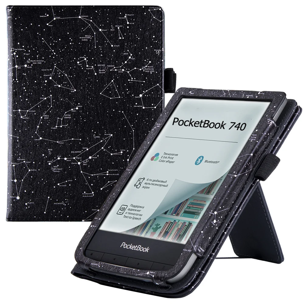 Stand Case para Pocketbook E-reader Capa de Couro pu com Alça de Mão Auto Dormir And Wake 740 Inkpad Pro Inkpad Color