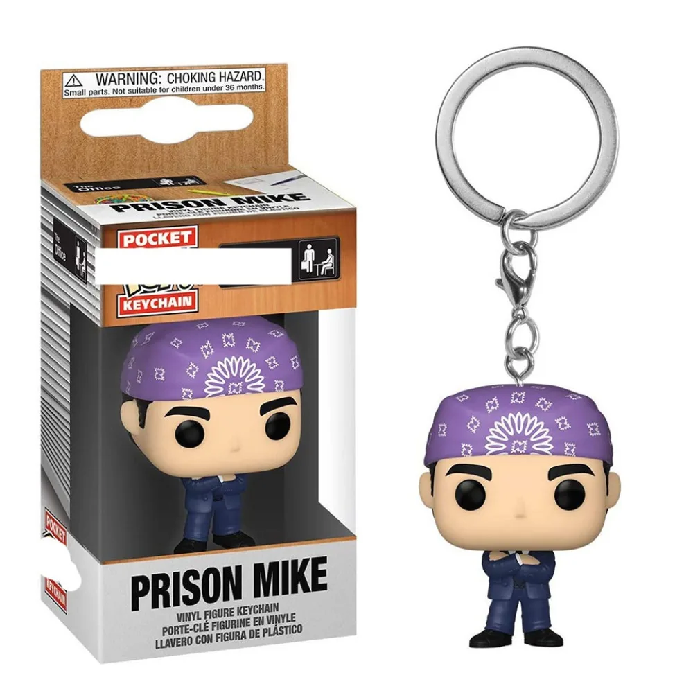 FUNKO Pocket The Office Keychain Funny Doll Pam Beesly Michael Scott Backpack Pendant Collection Christmas Gifts Toys Keychain 3