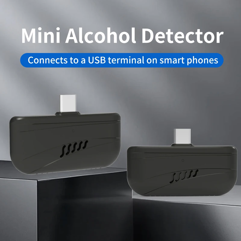 Portable Mini Alcohol Detector Plug-in Phone Work with APP Non-contact Alcohol Tester Breathalyzer Test Tools