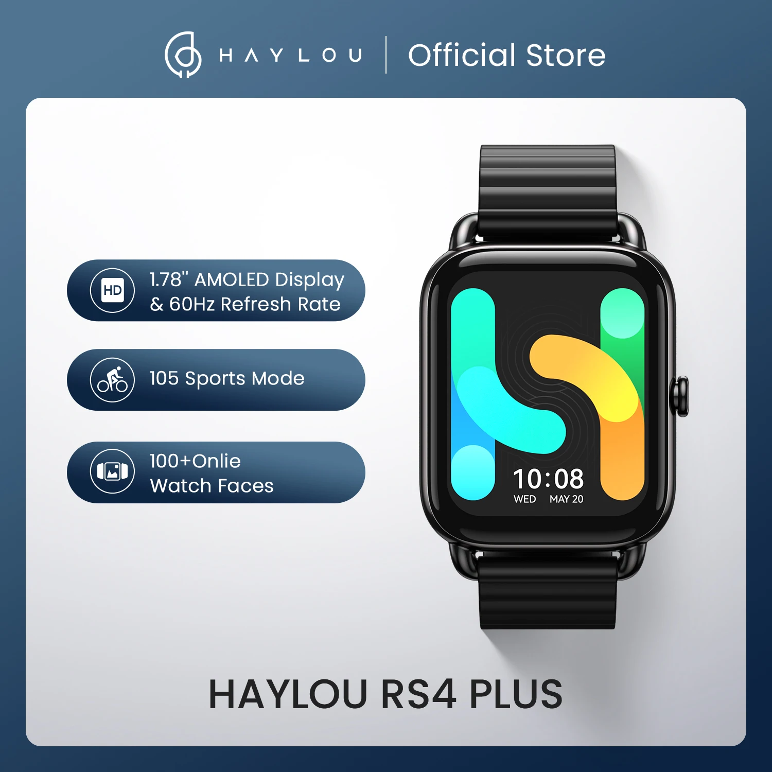 Смарт-часы HAYLOU RS4 Plus 1 78 дюйма AMOLED дисплей 105 спортивных режимов 10 дней без