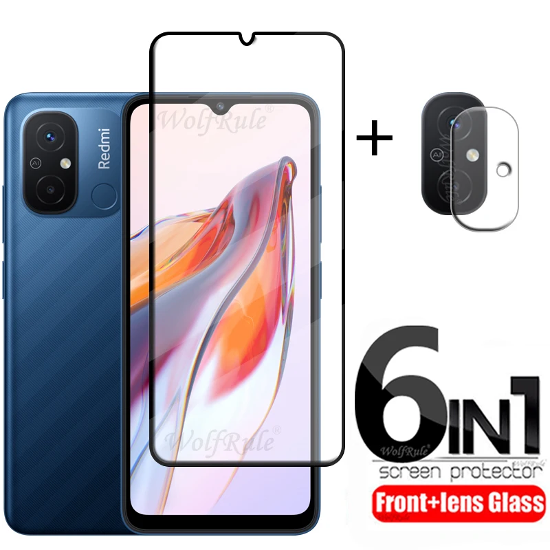 6-In-1 Per Xiaomi Redmi 12C Glass Per Redmi 12C Vetro Temperato Hd 9H Proteggi Schermo Protettivo Per Redmi 9C 10C 12C Lens Glass