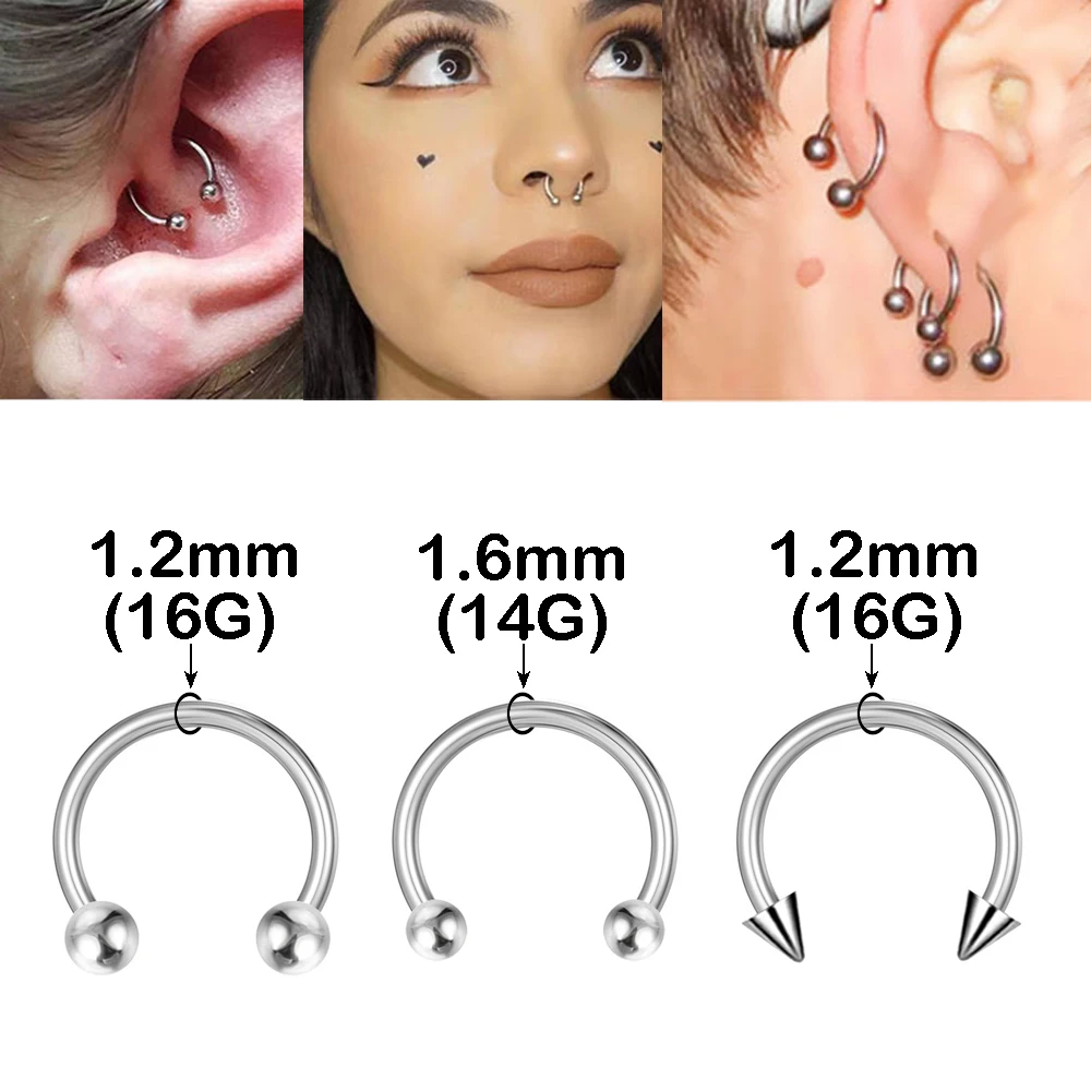 2 5pcs Medical Stainless Steel 14 Gauge Septum 16g Nose Ring Piercings Helix Ear Cartilage Tragus Lip Rings Piercing Jewelry Aliexpress