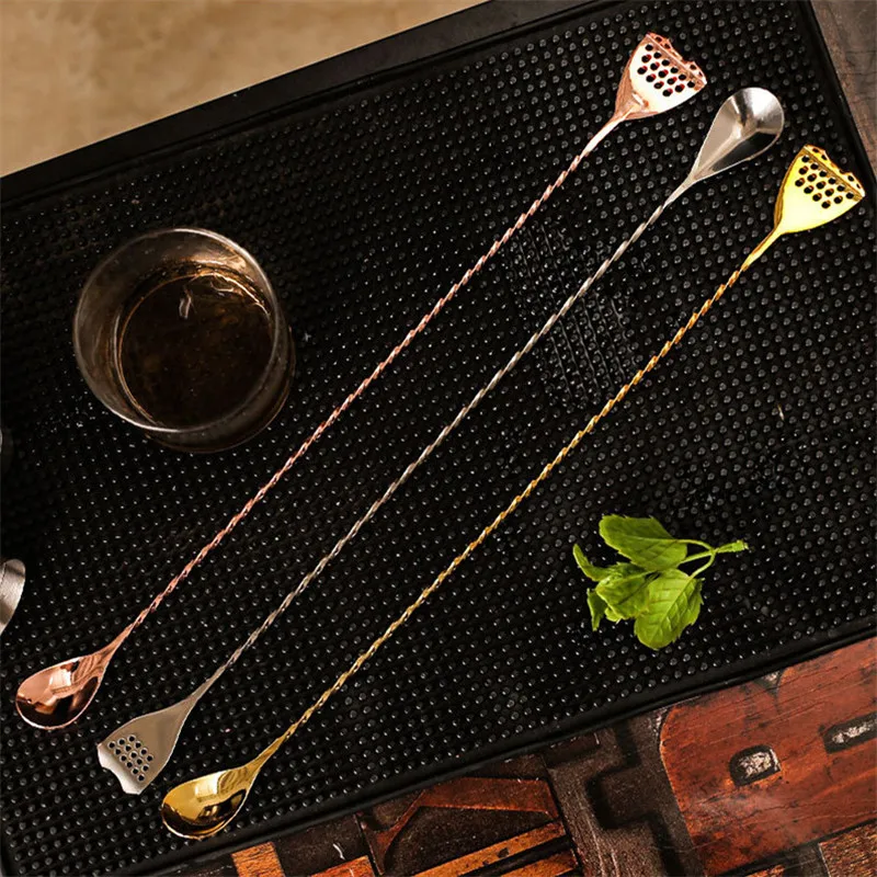 Stainless Steel Spiral Handle Cocktail Spoon Bartender Mixing Spoon Drink Shaker Muddler Stirrer Bar Barware Kitchen Accessories