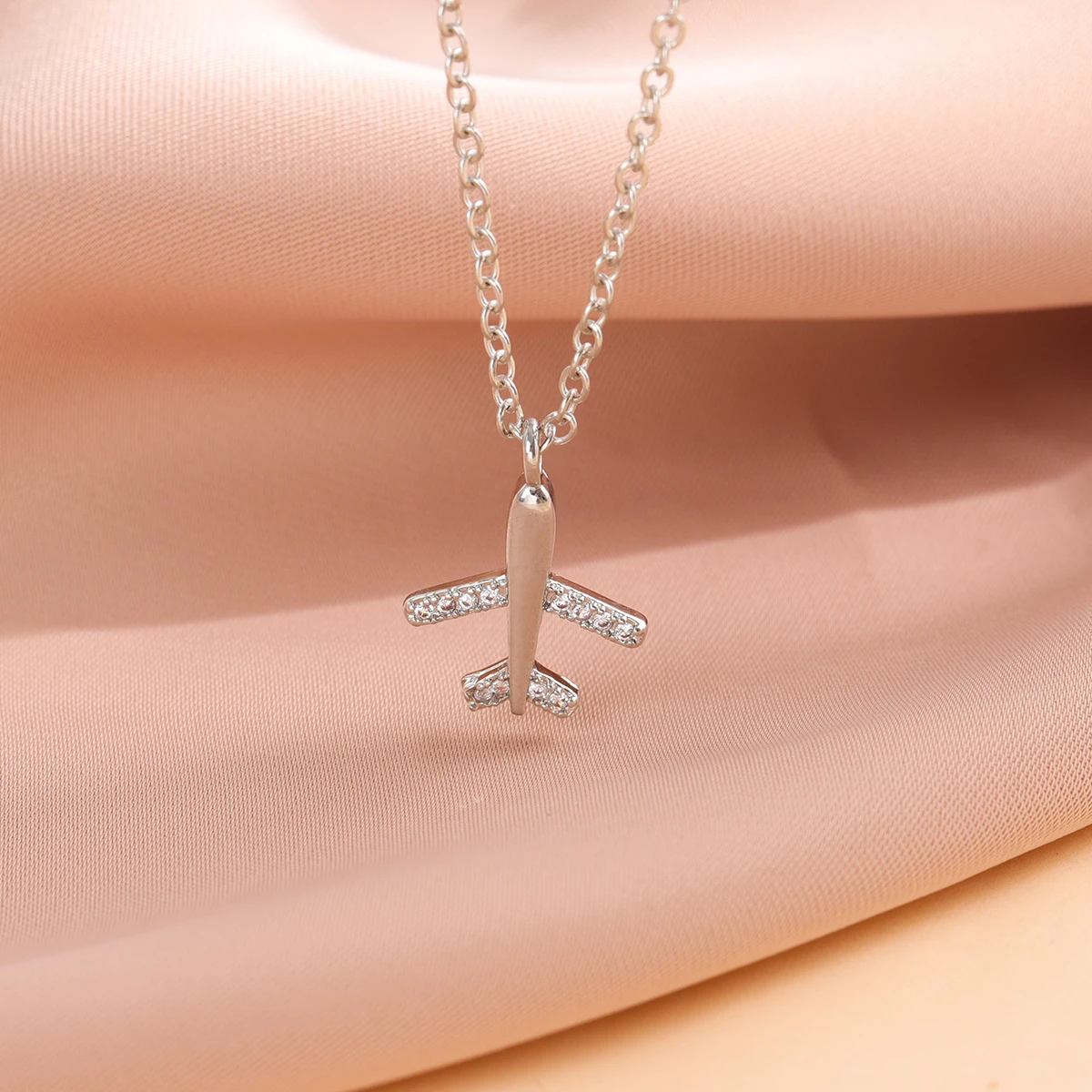 Airplane 925 Sterling Silver Plane Clavicle Chain Necklaces silver necklace silver necklace charms
