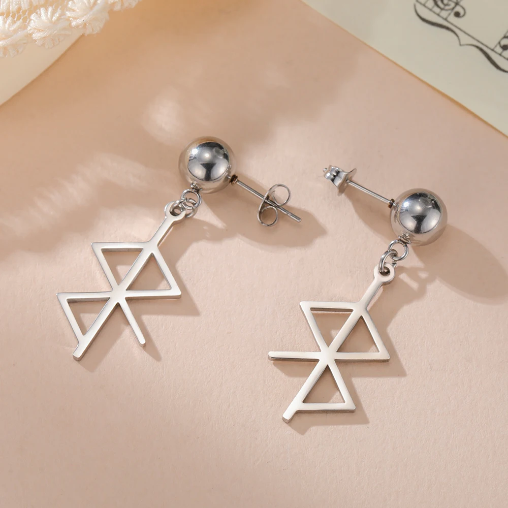 Dawapara Futhark Runen Tropfen-Ohrringe Schutz-Liebe-Friedens-Symbol Ohrringe Skandinavisches Amulett Edelstahl-Schmuck – Detail 23