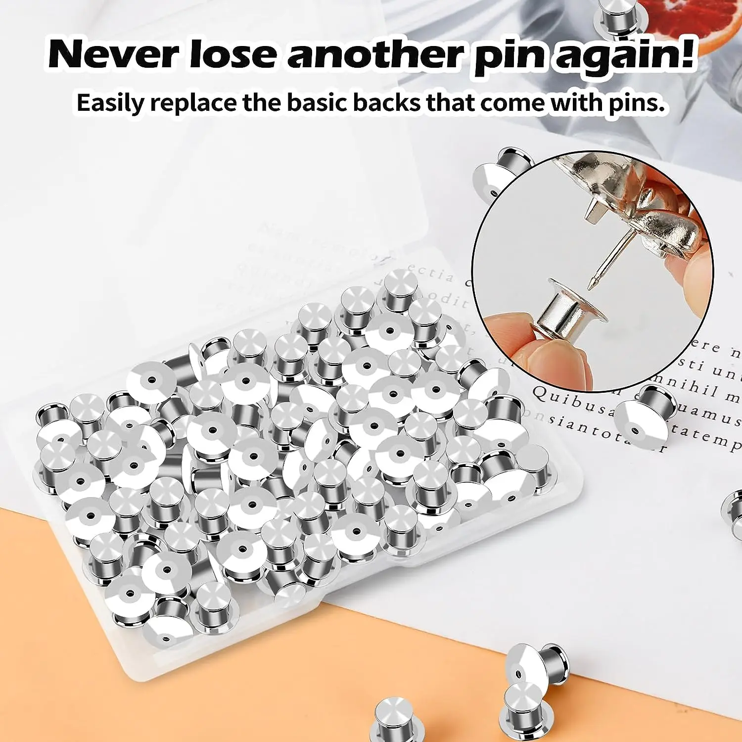 Pin Backs 30/50 Pieces Pin Backs Locking Pin Backs for Enamel Pins Metal Backs Locking Keepers Clasp with Storage Case