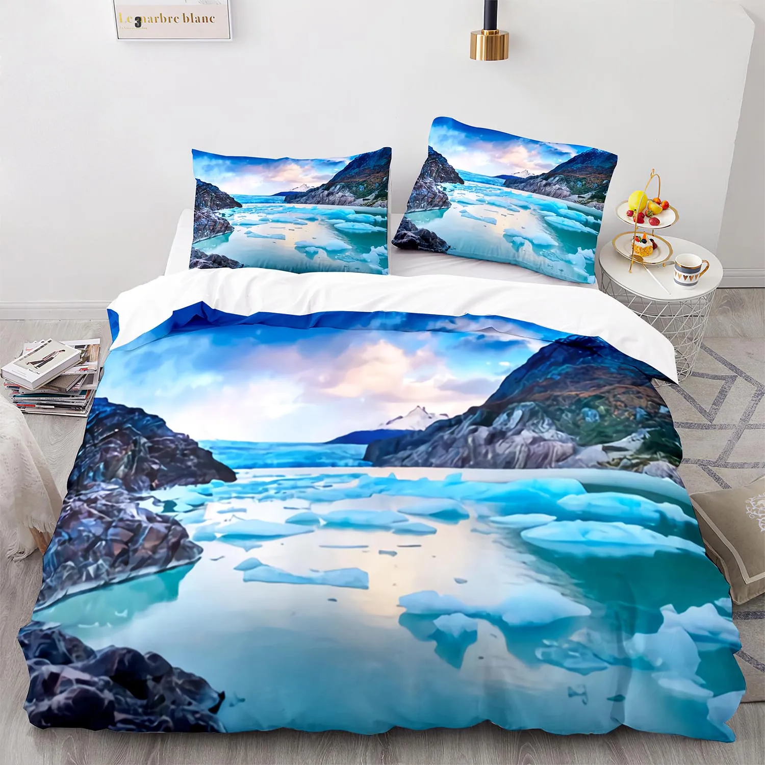 

glacier Bedding Set Single Twin Full Queen King Size Antarctic landscape Bed Set Aldult Kid Bedroom Duvetcover Sets 3D Print 015