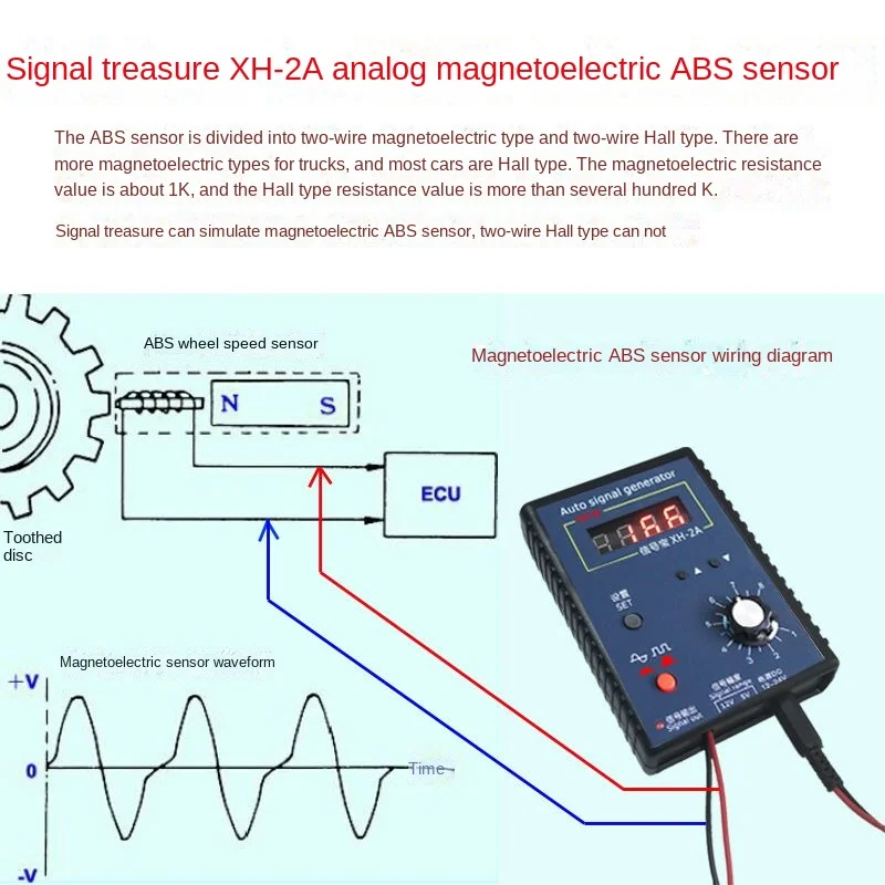 Portable Auto Vehicle Signal Generator Car Hall Sensor And Crankshaft Position Sensor Signal Simulator Meter 2Hz To 8KHz 12-24V 5