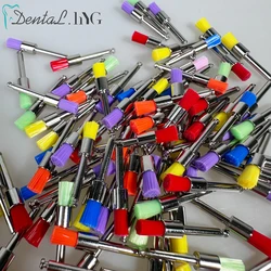 100 - Piece Mixed Color Dental Prophy Polishing Brushes - Disposable Latch Type for Stain Removal and Polishing (Flat - Colorful)