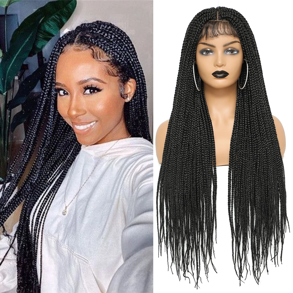 30Inch Long Box Braided 4x4 Lace Wigs With Baby Hair Twist Braids Lace Front  Wigs For Black Women Synthetic Braiding Hair Wig - AliExpress