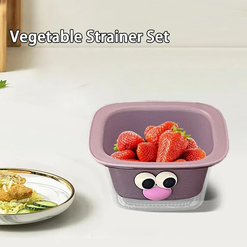 1-10PCS Drainage Basket for Home Use Cute Fruit Basket Cleaning Water Filtration 2 in 1 Thickened Fruit Plate Dishwashing