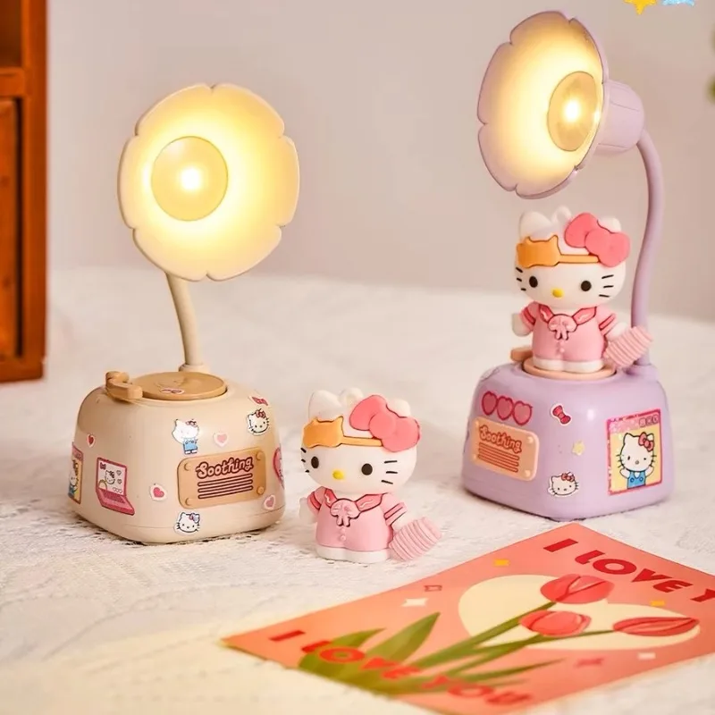 

New Sanrio Hello Kitty Gramophone Night Light Kawaii Bedroom Sleep Lamp Bedside Bedroom Table Lamp Birthday Gift Girl Accessory